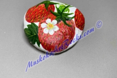 3 Strawberries With Flower & Green Babies