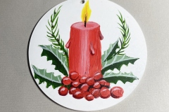 Candle with holly and Yew