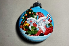 Two Christmas Gnomes on Glass Ornament